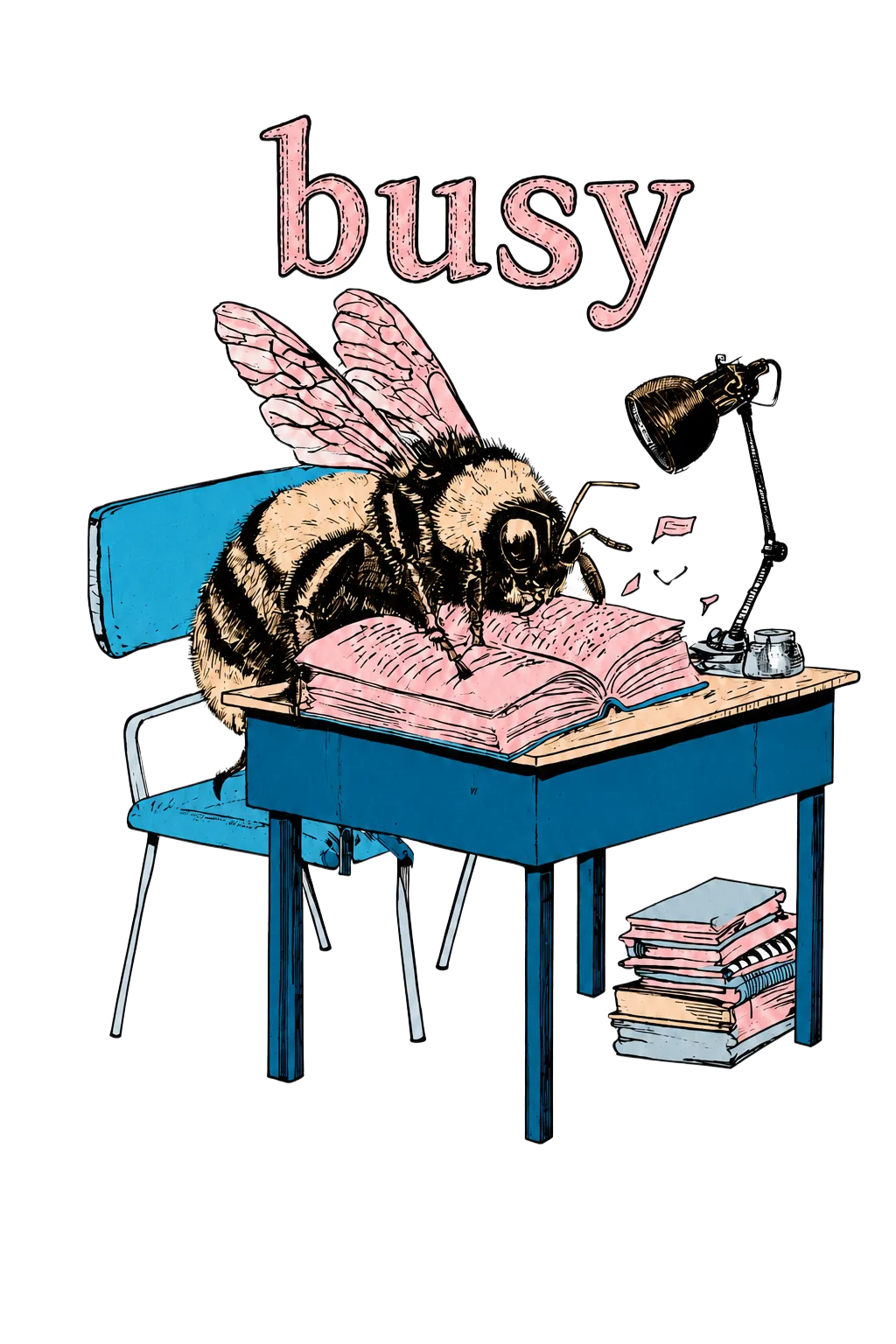 Busy Bee print art, up close