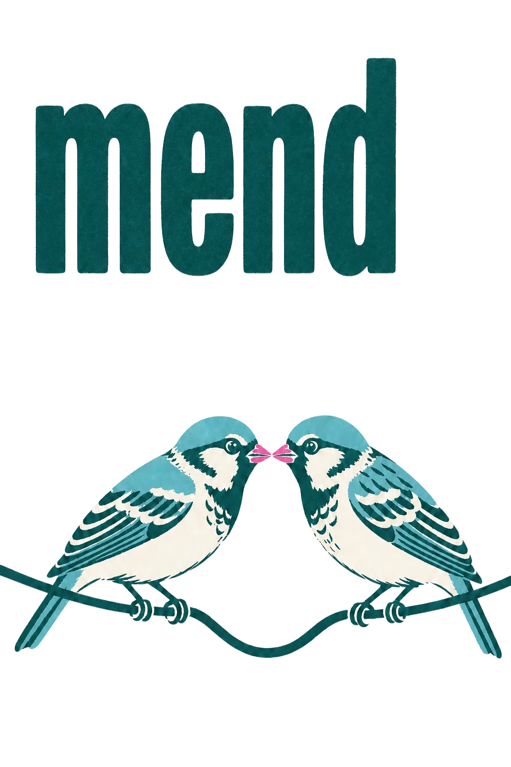 Mend (Birds) print art, up close