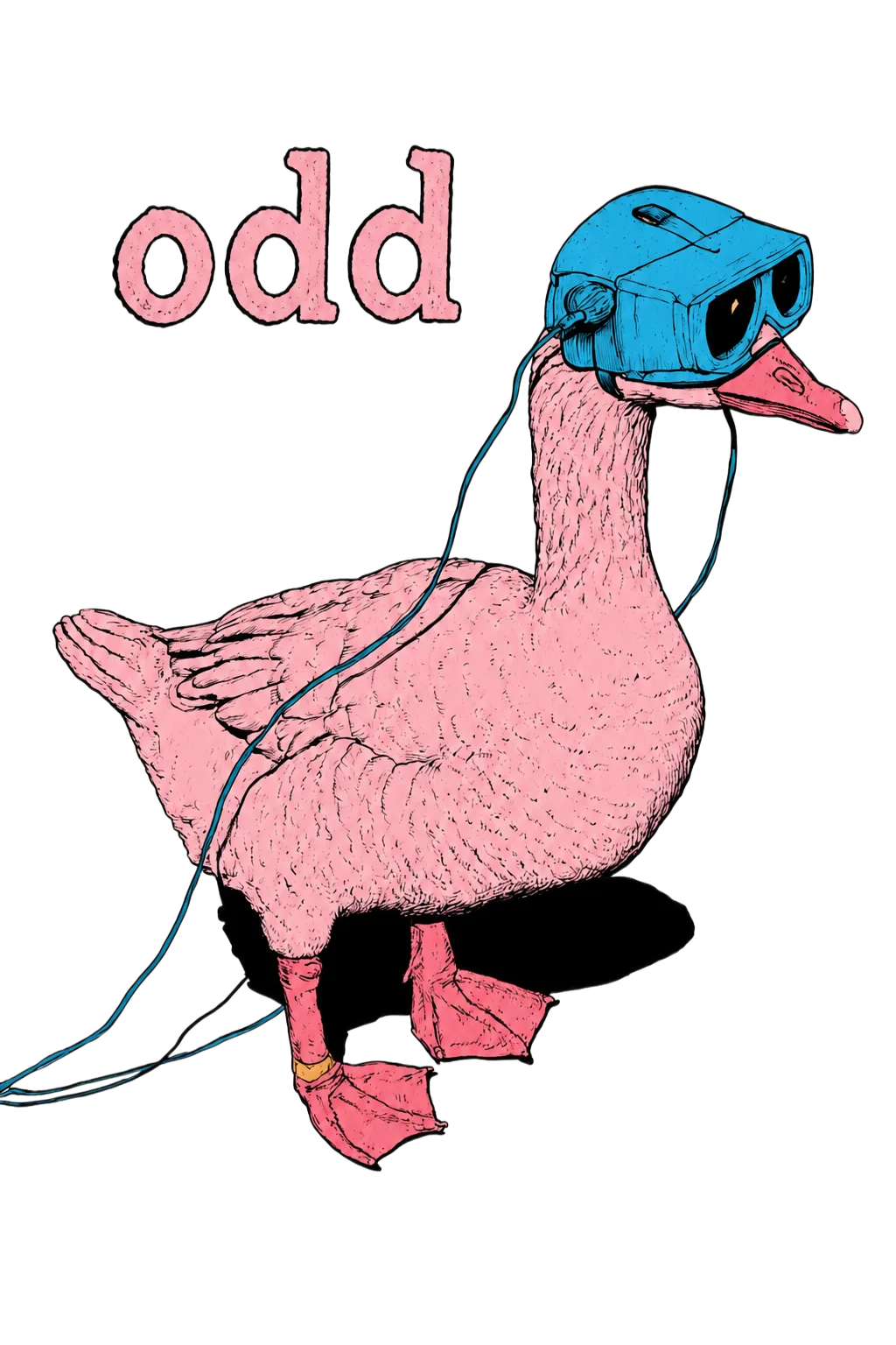 Odd Goose print art, up close
