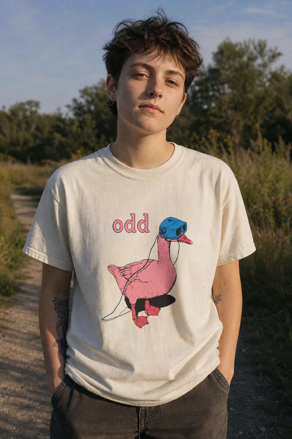 Odd Goose tee, worn