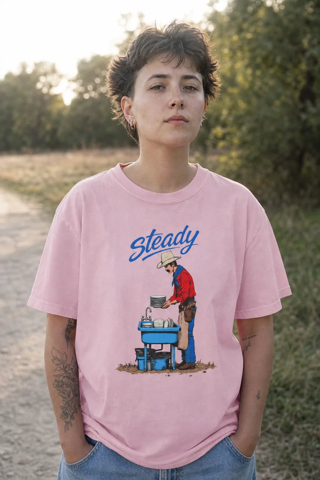 Steady tee, another angle